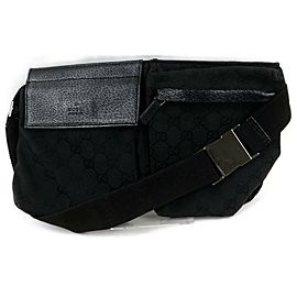 Gucci Belt Monogram Waist Pouch Fanny Pack 872577 Black Gg Canvas Cross Body Bag