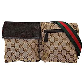 Gucci Belt Web Fanny Pack Waist Pouch 860041 Brown Canvas Cross Body Bag