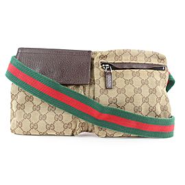 Gucci Web Monogram GG Belt Bag Fanny Pack Waist Pouch 688g0