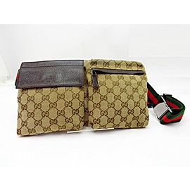 Gucci Belt Web Monogram Gg Waist Pouch Fanny Pack 239752 Beige X Brown X Red X Green Canvas Leather Cross Body Bag