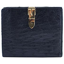 Gucci Bifold Square Wallet 227995 Black Ostrich Leather Clutch