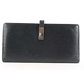 Gucci Black Leather Long Bifold Flap Wallet 161gks53