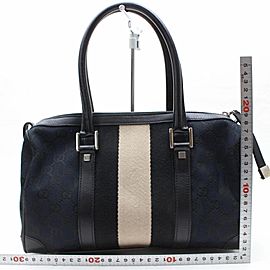 Gucci Boston Monogram Web Sherry 867978 Black Canvas Satchel