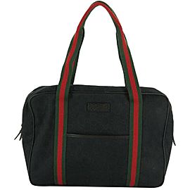 Gucci Boston Web Monogram 872550 Black Gg Canvas Satchel