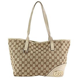 Gucci Beige Monogram GG Britt Tote 7g78