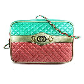 Gucci Camera Quilted Gg 26g610 Red X Green Leather Cross Body Bag