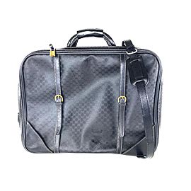 Gucci Carryon Monogram Luggage Suitcase with Strap 28ga530 Black Coated Canvas Weekend/Travel Bag