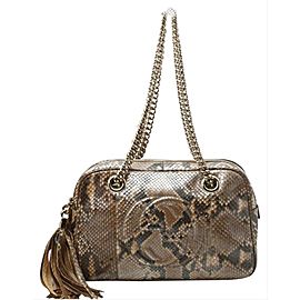 Gucci Python Fringe Tassle Soho Camera Boston Chain Bag 860875