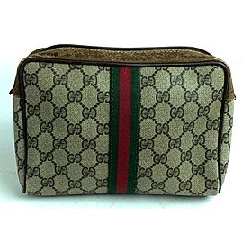 Gucci Cosmetic Pouch Supreme Web 12g69 Brown Coated Canvas Clutch