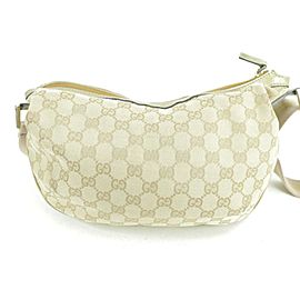 Gucci Croissant 233041 Pink Gold Web Half Moon Beige Gg Canvas Cross Body Bag