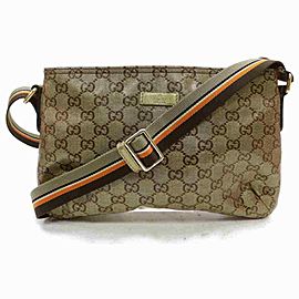 Gucci Crossbody Shoulder Gg Web 86ag Pvc 860027 Gold Crystal Monogram Canvas Messenger Bag