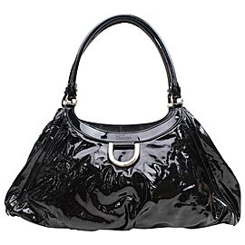 Gucci Hobo D-ring 867924 Black Patent Leather Shoulder Bag