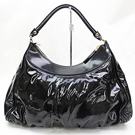 Gucci Hobo D-ring 867933 Black Patent Leather Shoulder Bag