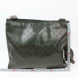 Gucci Messenger Dark Monogram Crystal 870445 Green Coated Canvas Cross Body Bag