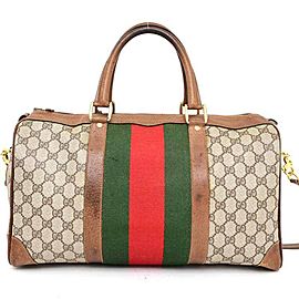 Gucci Duffle Boston Monogram Sherry Web Joy with Strap 235381 Brown Gg Canvas Weekend/Travel Bag