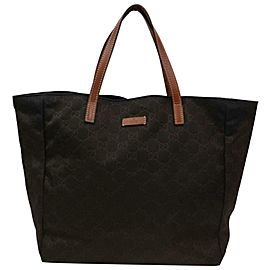 Gucci Embossed Gg Monogram Dark Shopper 870490 Brown Nylon Tote