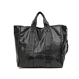 Gucci Extra Large Imprime Chain 226159 Black Coated Canvas Tote