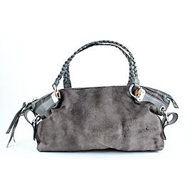 Gucci Hair Woven Handle Tote 824gt16 Grey Pony Fur Shoulder Bag