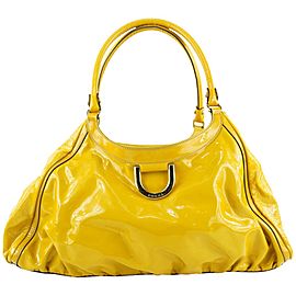 Gucci Yellow Patent Leather Abbey Tote D Ring Hobo Bag 702gks319