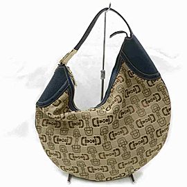 Gucci Horsebit Hobo Monogram 860035 Light Brown Canvas Shoulder Bag