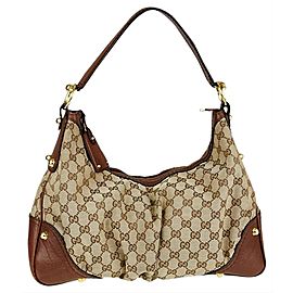 Gucci Jockey Monogram Gg 4ga515 Brown Canvas Hobo Bag