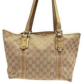 Gucci Jolicoeur Monogram Signtuare Web Sherry 231965 Beige Canvas Tote