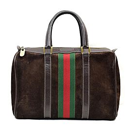 Gucci Brown Suede Web Joy Boston Bag 863237