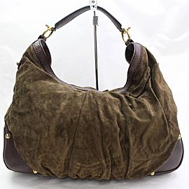 Gucci Hobo Large Jockey 868202 Brown Suede Leather Shoulder Bag