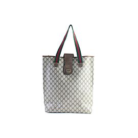 Gucci Large Web Shopper Tote 226529 Brown Supreme Canvas Messenger Bag