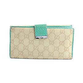 Gucci Long Wallet 9gr0321 Green Monogram Bifold Beige Gg Canvas Clutch