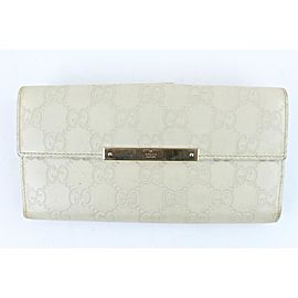 Gucci Ivory Guccissima Leather Bifold Flap Long Wallet 130gks429