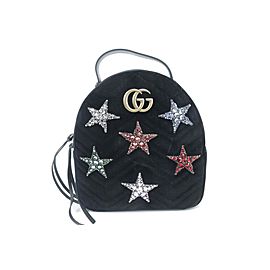 Gucci Marmont Matelasse Gg 5gk0115 Black Velvet Backpack