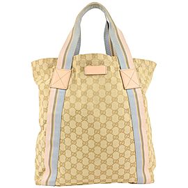 Gucci Pink x Blue Medium Web Handle Vertical Tote 4GG1027