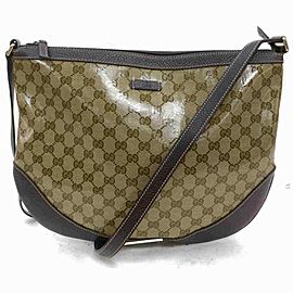 Gucci Messenger Monogram Gg Large 860003 Brown Crystal Canvas Cross Body Bag