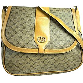 Gucci Micro Gg Monogram Flap 1g610 Brown Coated Canvas Cross Body Bag