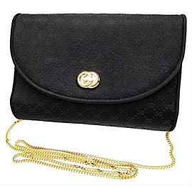 Gucci Micro Gg Chain Flap 234295 Black Satin Shoulder Bag