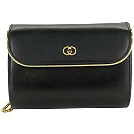 Gucci Mini Chain Clutch Interlocking Gg Minaudiere Or 2way 871672 Black Leather Cross Body Bag