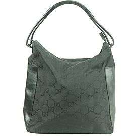 Gucci Monogram 13gk0103 Black Gg Canvas Hobo Bag