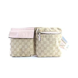 Gucci Monogram Gg Belt Pouch Fanny Pack 228285 Brown Coated Canvas Cross Body Bag