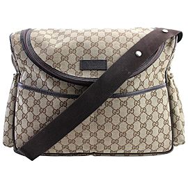 Gucci Monogram Large 8gr0208 Brown Coated Canvas Diaper Bag