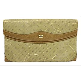 Gucci Monogram Mini Logo Diamante Ggtl177 Beige Canvas/ Leaher Clutch