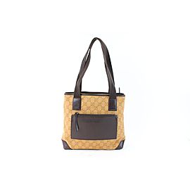 Gucci Monogram Pocket 03gz0709 Brown Coated Canvas Tote