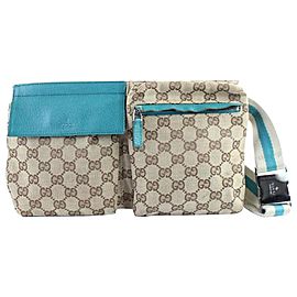 Gucci Bumbag Monogram Teal Belt Pouch 228544 Torquoise Coated Canvas Cross Body Bag