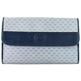 Gucci Navy Monogram Flap 1gr1103 Blue Coated Canvas Clutch