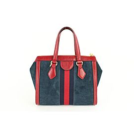 Gucci Navy Red Sherry Small Ophidia House Web Satchel 2way 2gz0129 Blue Suede Leather Cross Body Bag