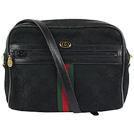 Gucci Black Monogram GG Web Ophidia Crossbody Bag 4GG1013