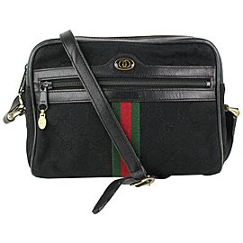 Gucci Black Monogram GG Web Ophidia Crossbody Bag 97gk27