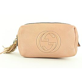 Gucci Pink Pebbled Leather Soho Cosmetic Case Make Up Pouch 25gs121