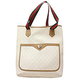 Gucci Plus White Sherry Supreme White Web Shopper Tote 855461