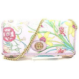 Gucci Purple Flora Wallet on Chain Crossbody Flap Bag 862994